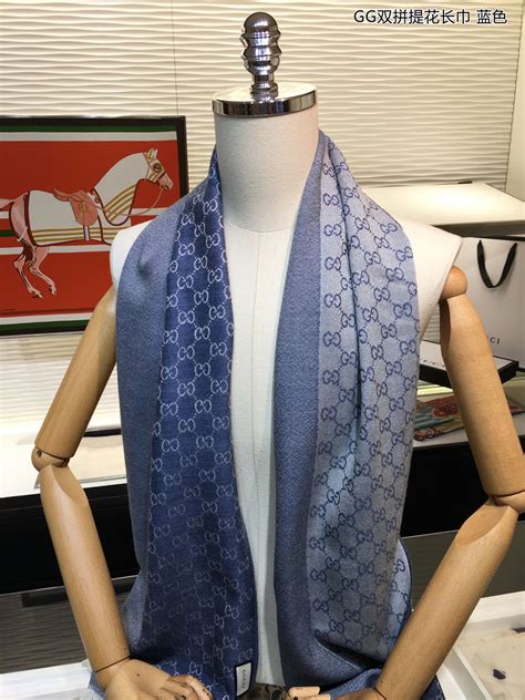 gucci jacquard scarf blue|Gucci gg wool jacquard scarf.